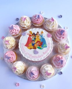 Cake with cupcakes and edible image