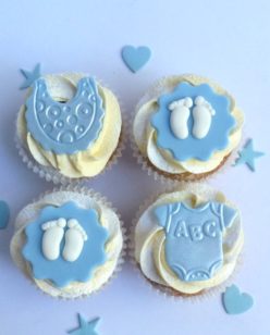 Blue baby shower cupcakes