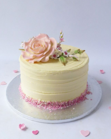 Rose and Buttercreamed Cake - Karen's Cakes