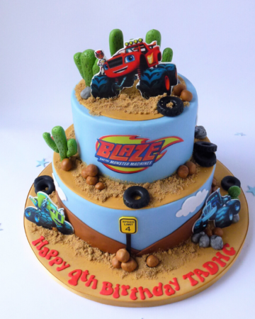 2 tier Blaze and the Monster Machines cake - Karen's Cakes