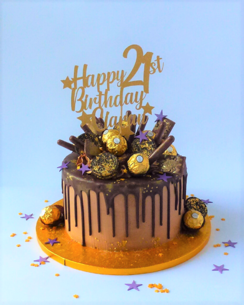 21st birthday chocolate drip cake