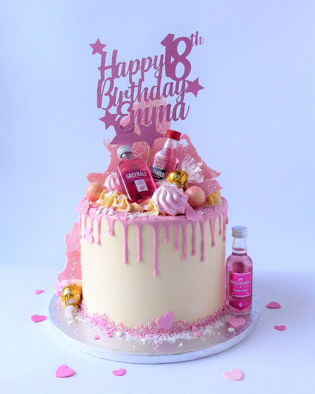 Pink Gin Drip Cake - Karen's Cakes