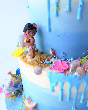 2 tier Moana Birthday cake - Karen's Cakes