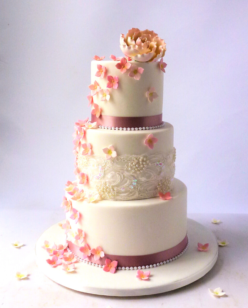 3 tier fondant iced wedding cake