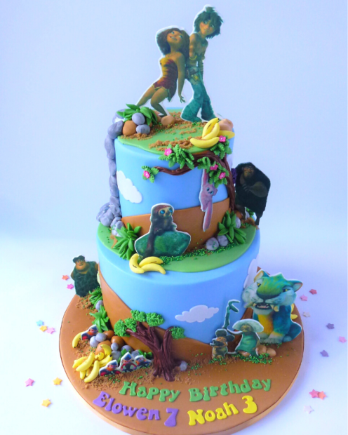 2 tier Croods Birthday Cake - Karen's Cakes