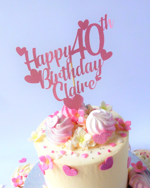 Pink 40th birthday cake topper