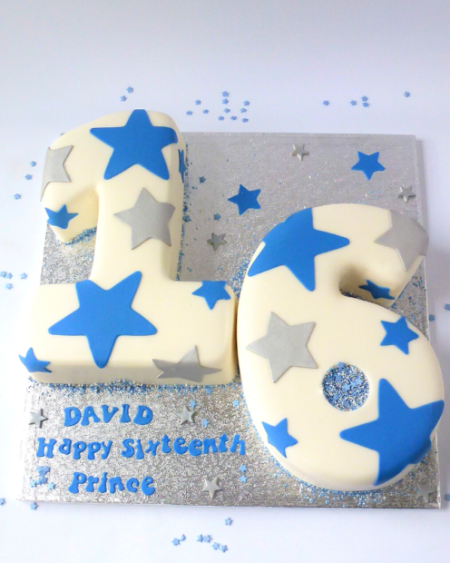 16th birthday cake blue stars