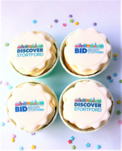 Discover Stortford branded cupcakes
